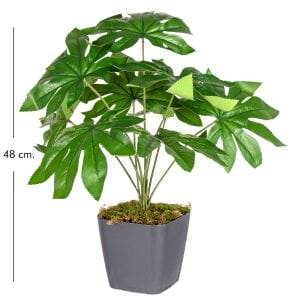 Saksıda Yapay Bitki Fatsia-Japon Çınarı Gerçek Dokulu 9 Yaprak Yeşil 48 Cm.