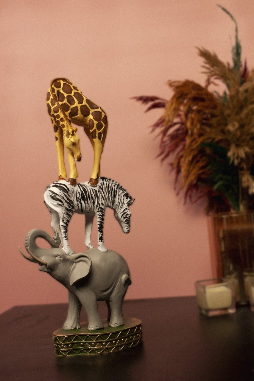 Veramaya Safari Hayvanları Üçlemesi Renkli 38x17 Cm