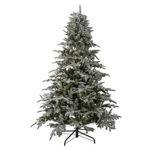 Yapay Yılbaşı Çam Ağacı Nobilis Karlı 590 LED Işıklı 210 cm 2855 Dal Ucu - Kar Yağmış Görünümlü Noel Ağacı, Çap 125 cm