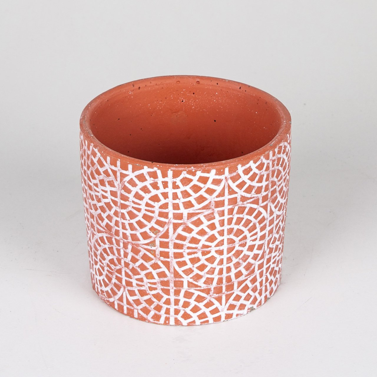 Veramaya Mozaik Desen Kiremit Renk Beton Saksı 14x12 Cm