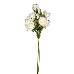 Yapay Çiçek, Gül Demeti, Beyaz - 60 cm