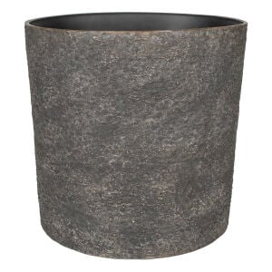 Plastik Saksı Silindir Doğal Kaya Dokulu Premium Antrasit 35X36 Cm.