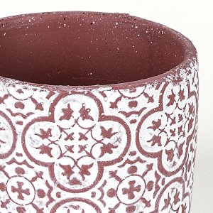Hitit Desenli Beton Kırmızı/beyaz Saksı Ayaklı