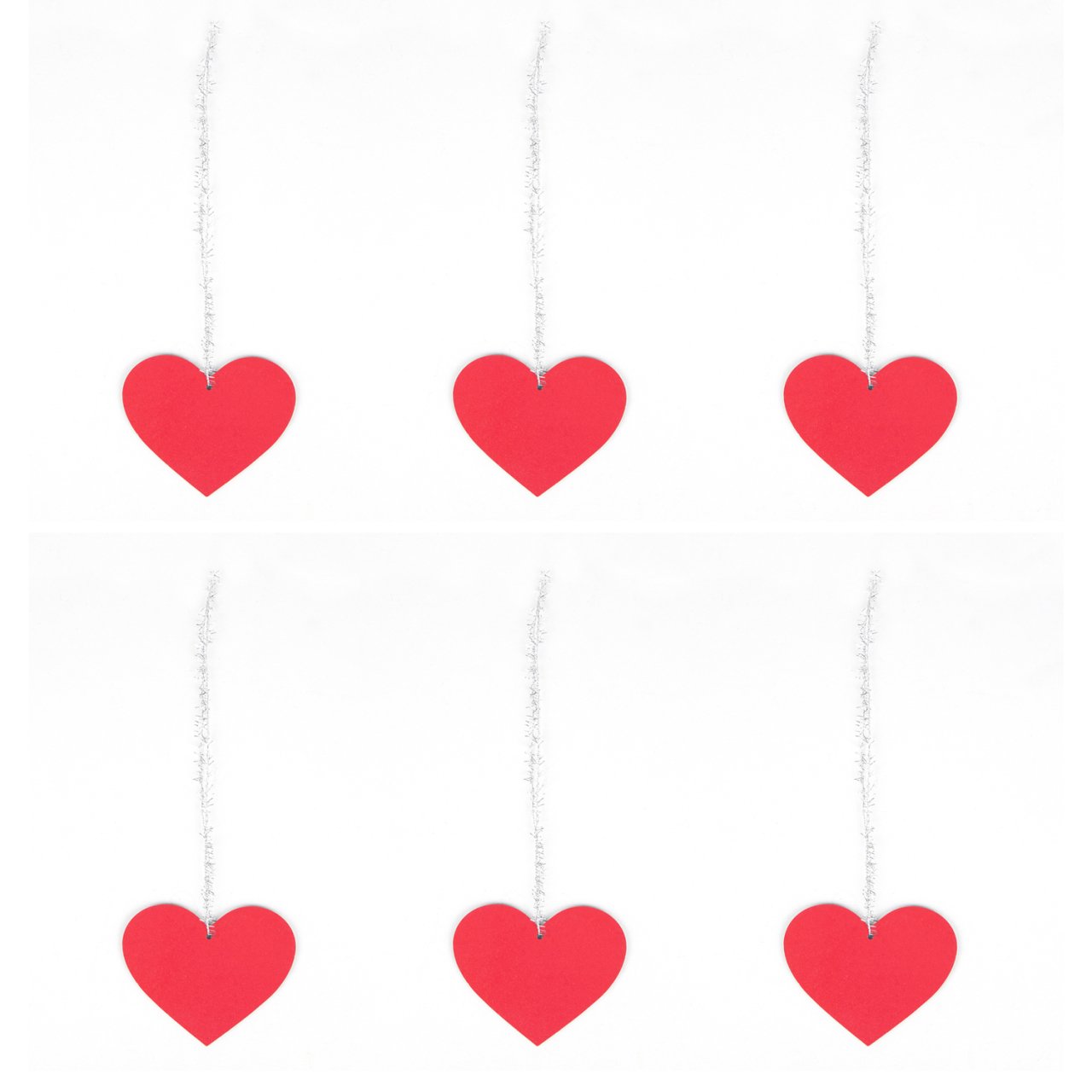 Askılı Ahşap 6'lı Kırmızı Kalp 9x6 Cm