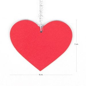 Askılı Ahşap 6'lı Kırmızı Kalp 9x6 Cm