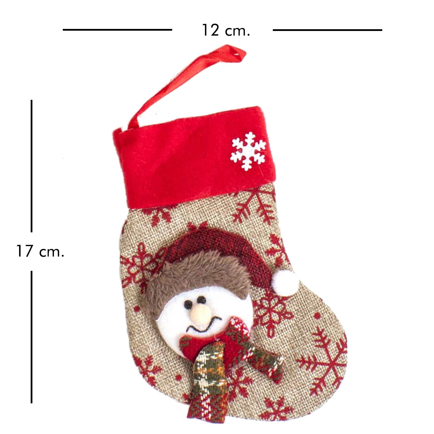 Yılbaşı Çorabı, Kardan Adam Model - 12x17 cm