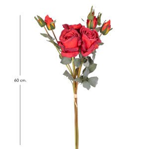 Yapay Gül Demeti 3 Dallı Kırmızı 60 Cm.