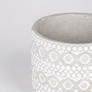 Veramaya Dantel Güpür Desen Beyaz Beton Saksı 14x12,5 Cm