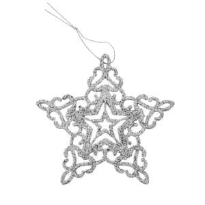 Yılbaşı Süsü, Askılı Yıldız, Lame - 6'lı Paket, 11x11 cm