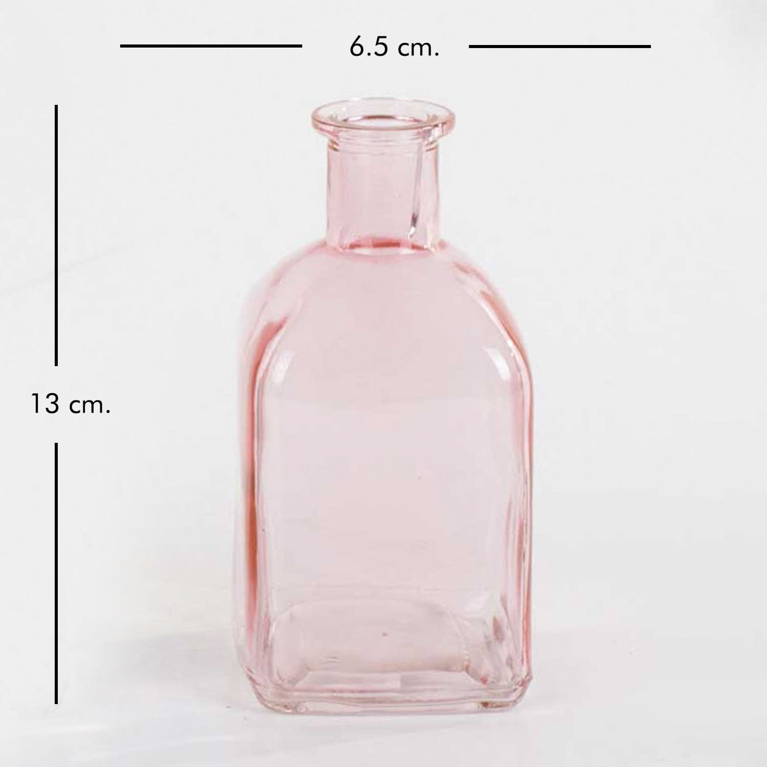 Cam Vazo, Renkli, Pembe - 6,5x6,5x13 cm