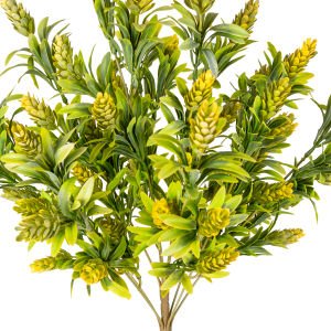 Yapay Çiçekli Bitki, Sarı-Yeşil - 55 cm