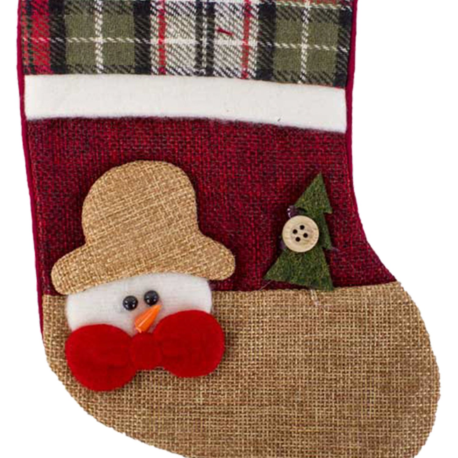 Askılı Yılbaşı Çorabı, Kardan Adam - 14x19 cm