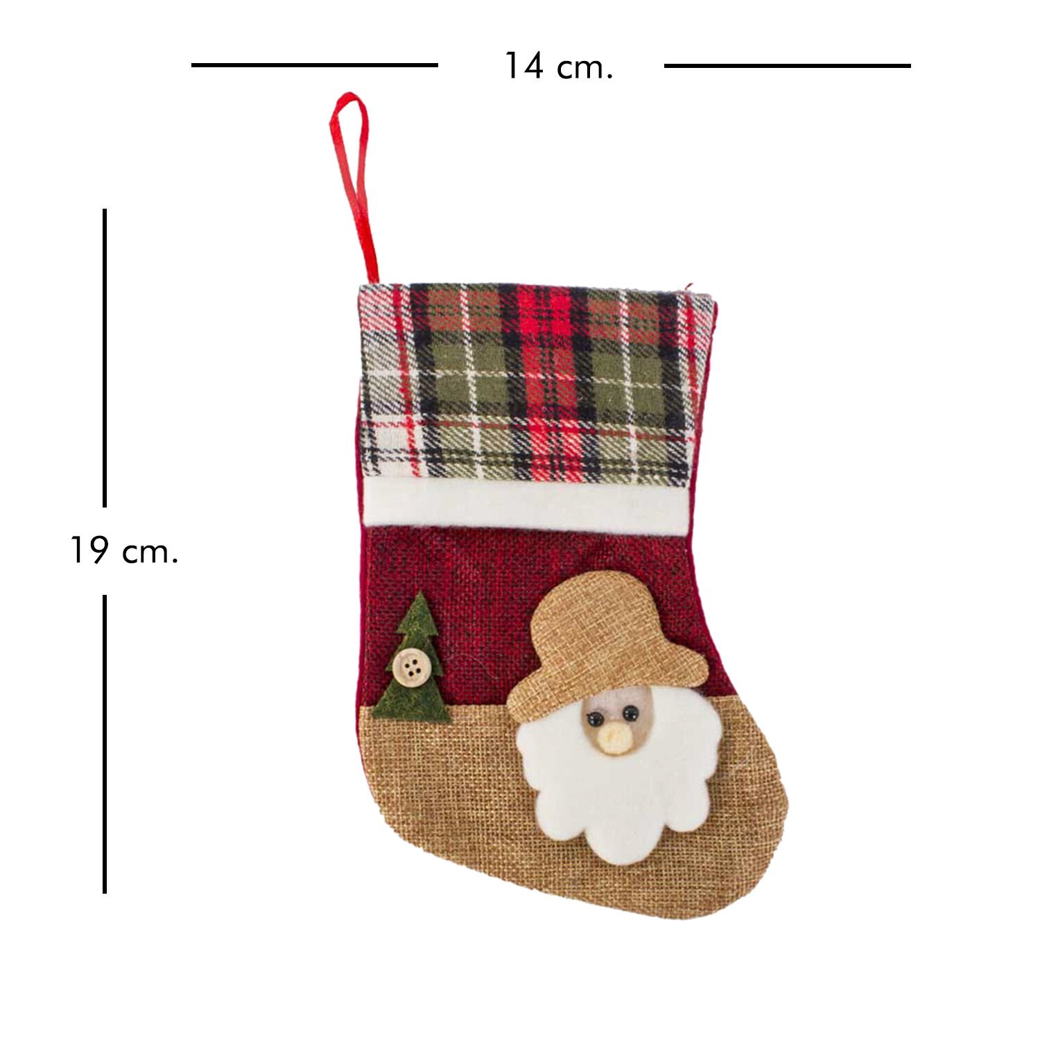 Askılı Yılbaşı Çorabı, Noel Baba - 14x19 cm