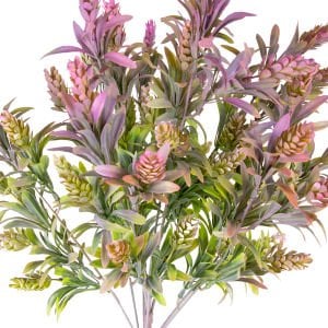Yapay Çiçekli Bitki, Mor-Yeşil - 55 cm