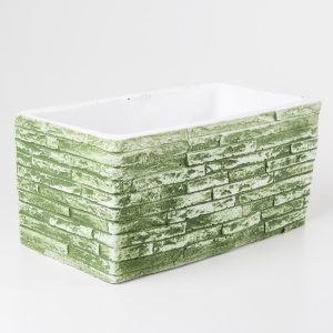 Kiremit Desenli Dikdörtgen Yeşil Beton Saksı 28x14x12 Cm
