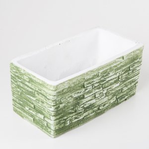 Kiremit Desenli Dikdörtgen Yeşil Beton Saksı 28x14x12 Cm