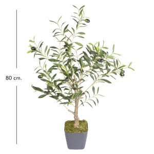 Saksıda Yapay Zeytin Ağacı, Yeşil - 306 Yaprak, 80 cm