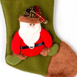 Yılbaşı Süsü Çorap Noel Baba Figürlü Yeşil 18x27 Cm.