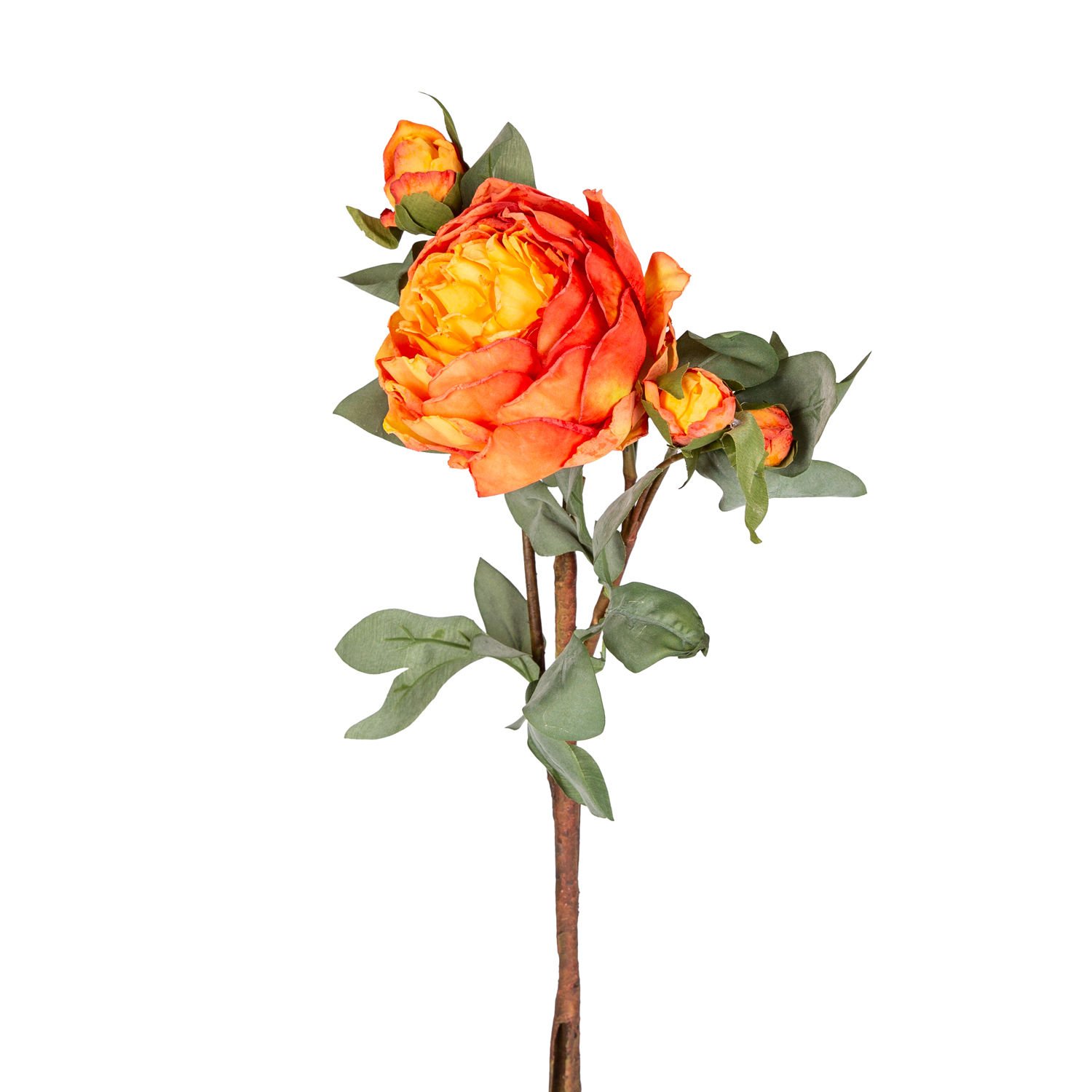 Yapay Çiçek Gül Dalı Turuncu 58 Cm.