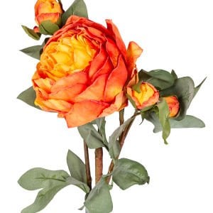 Yapay Çiçek Gül Dalı Turuncu 58 Cm.