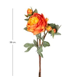 Yapay Çiçek Gül Dalı Turuncu 58 Cm.
