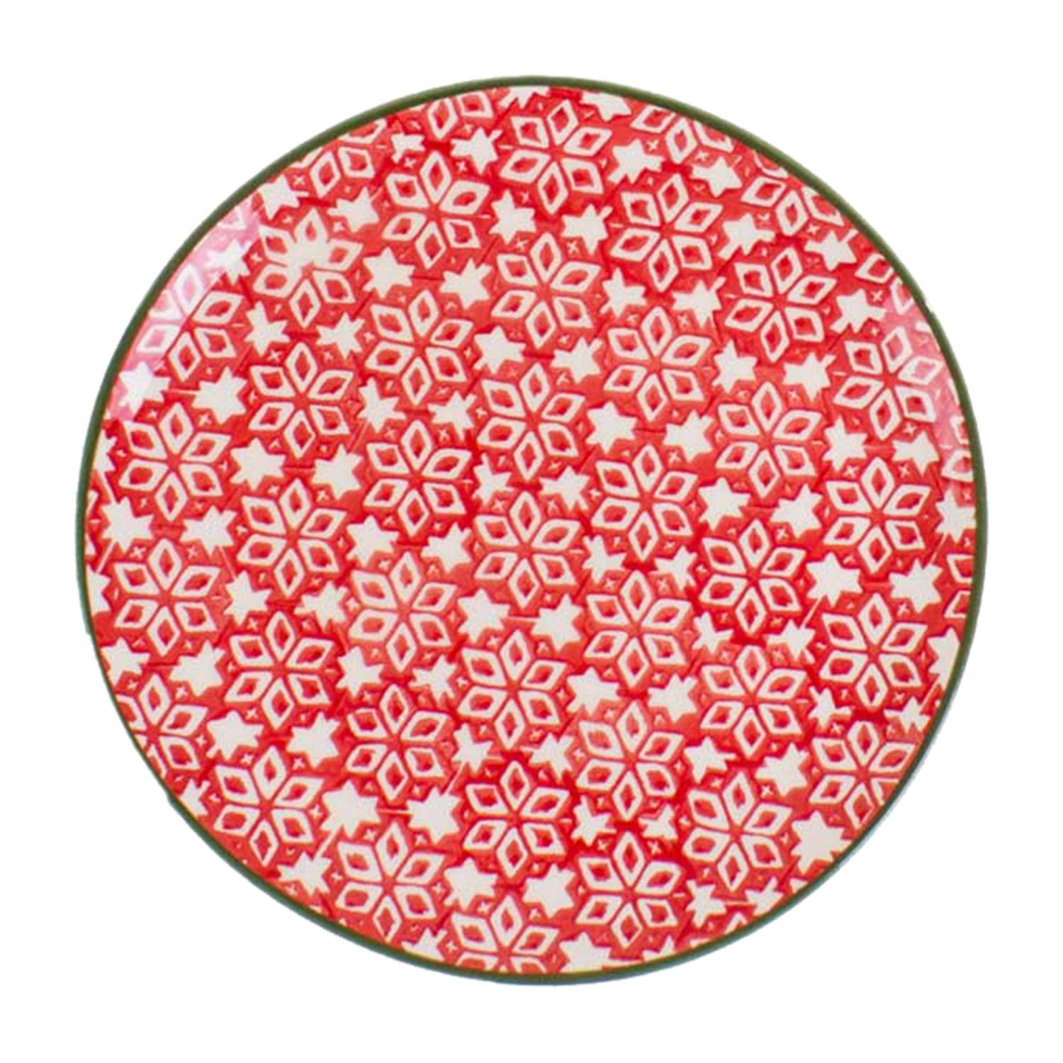 Desenli Seramik Tabak 26 Cm. Kırmızı