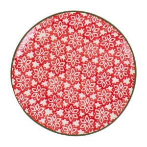 Desenli Seramik Tabak 26 Cm. Kırmızı