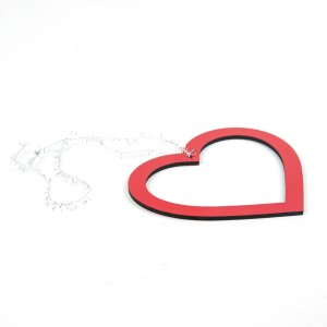 Askılı Ahşap 6'lı Kırmızı Ortası Boş Kalp 11x9,5 Cm
