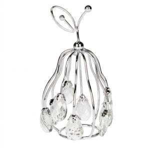 Dekoratif Metal Armut Kristal Taşlı Gümüş 9x16 Cm.