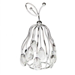 Dekoratif Metal Armut Kristal Taşlı Gümüş 12x21 Cm.